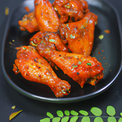 Chicken wings marinated in a flavorful blend of spices and sauces